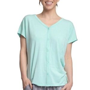 Cool Girl Button Front Sleep T-Shirt Size M  -Mint Seagrass-